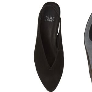 EILEEN FISHER Women's Size 9 Gatwick Suede Leather Strappy Slingback Pump Black